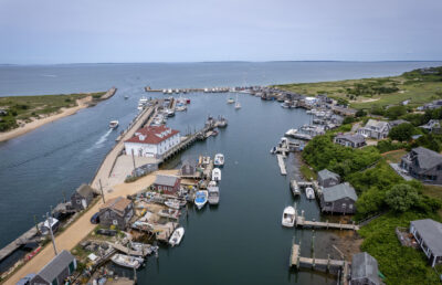 Aerial view of Martha's Vineyard harbor.