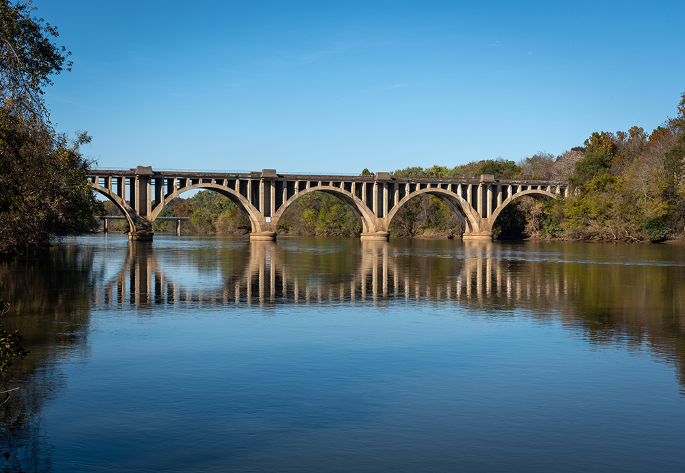 Dramatic view of river bridge