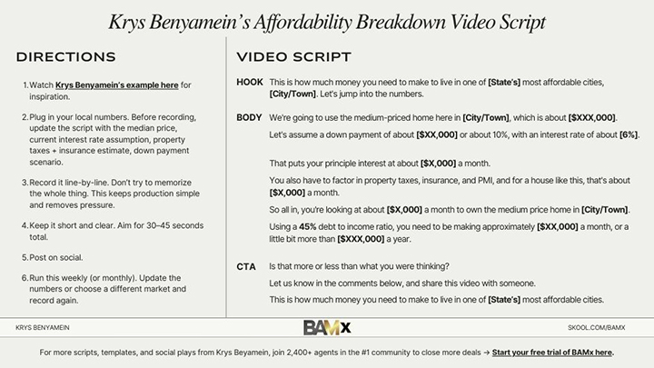 Steal This Script: Why Every Real Estate Agent Should Be Making Affordability Breakdown Videos