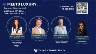 Christophe Choo Beverly Hills Luxury Real Estate Broker at Coldwell Banker Realty speaking at AI Meets Luxury Top Agent Mastermind with Dawn McKenna and Randy Bragdon on April 22nd 2026.