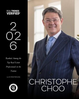 Christophe Choo named among the top real estate professionals in the nation on the RealTrends Verified 2026 list for Beverly Hills and Los Angeles luxury market sales volume, Coldwell Banker Global Luxury.