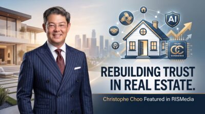 Beverly Hills luxury real estate agent Christophe Choo featured in RISMedia discussing trust, AI technology, and industry standards.