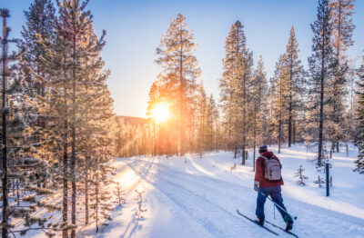 Winter Cross Country Skiing in the Mountains