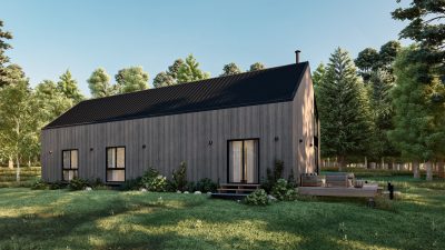 Exterior of the Mountain Stream at Quechee Maple home model, new homes in Quechee Lakes Vermont