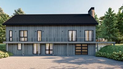 Exterior of the Mountain Stream at Quechee Thistle home model, new homes in Vermont