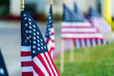 United States of American flags on Memorial Day