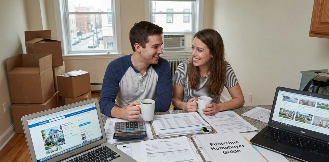 A couple preparing their finances.