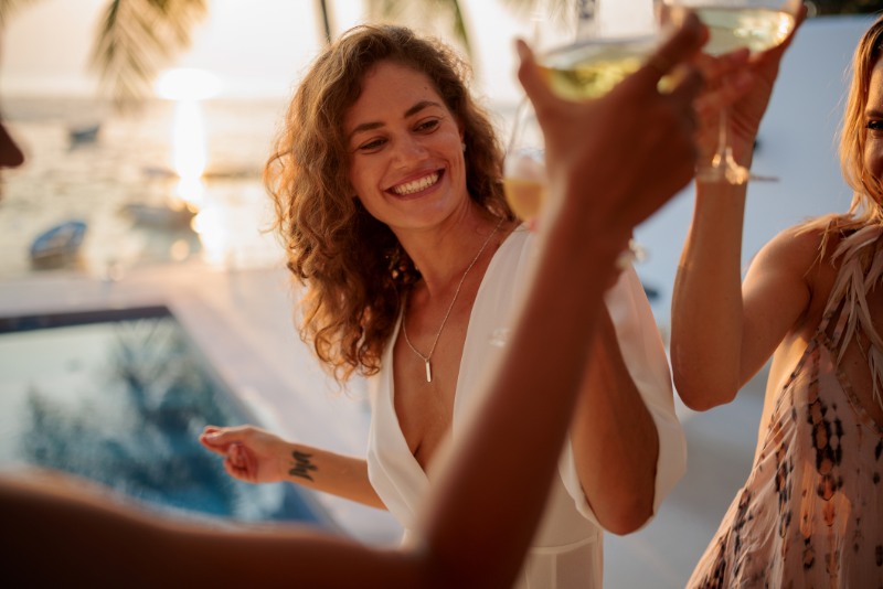 Friends raising a toast