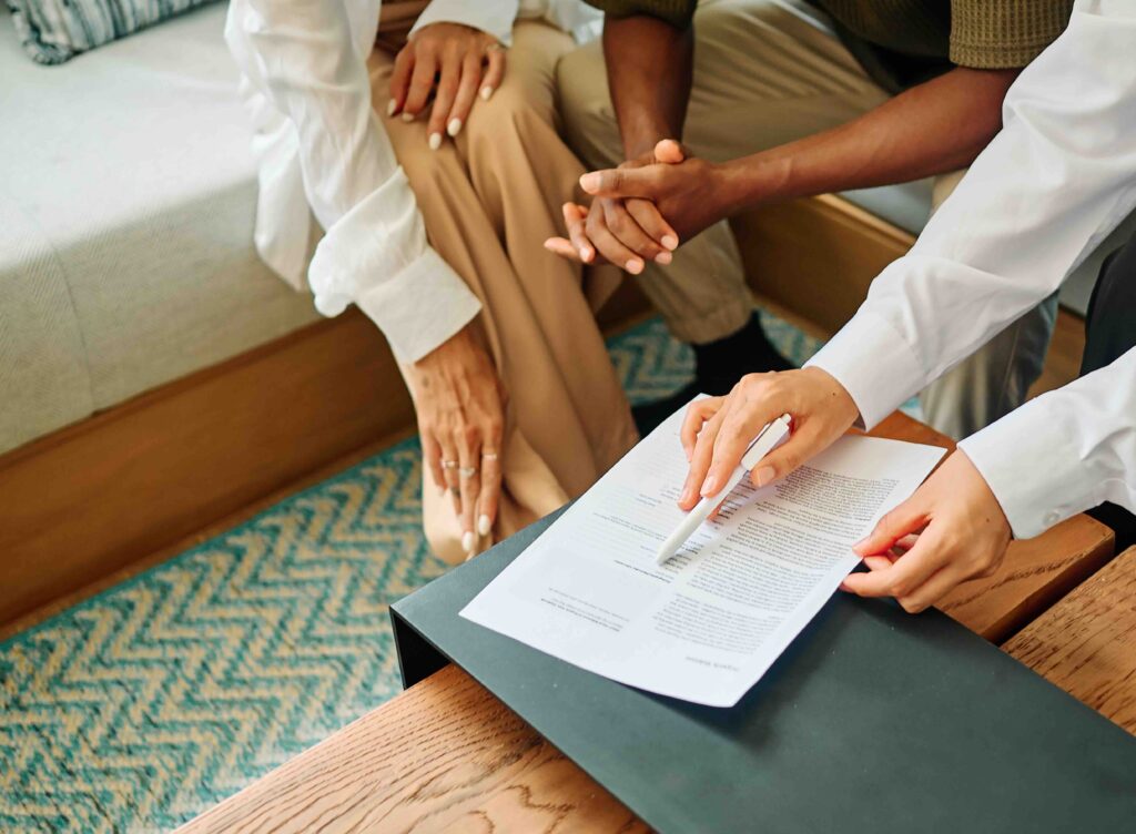 couple doing paperwork for a trust