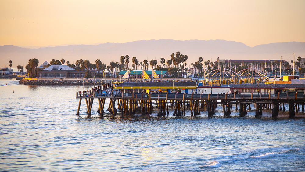 Redondo Beach at sunset time.