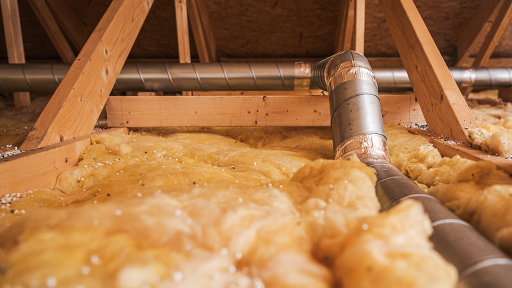 Bathroom exhaust fan duct improperly venting into attic insulation in a Massachusetts home