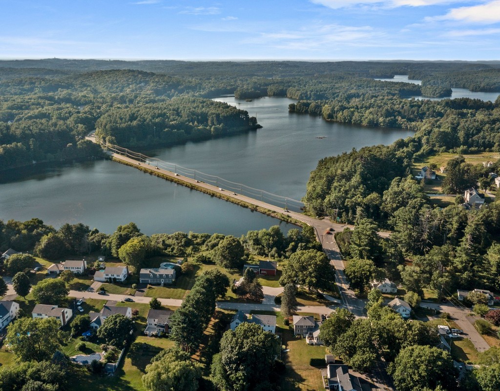 Aerial view of the Sudbury Reservoir and surrounding neighborhoods in Southborough MA