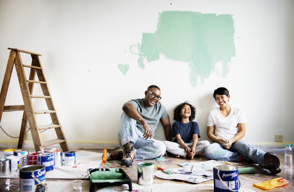 Family working on their House