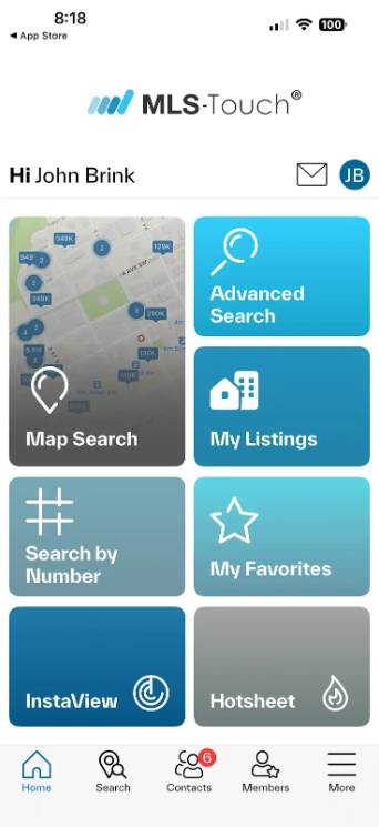 MLS-Touch home search app on a phone