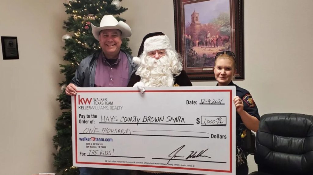 James Walker Donates $1,000 for the kids of Hays County to Hays County Brown Santa