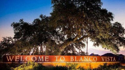 blanco vista san marcos texas neighborhood entrance sign welcome community