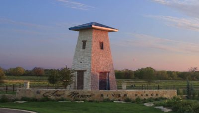 Entrance gate to San Marcos River Ranch in Martindale Texas