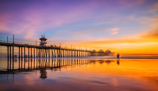 Sunset view of Huntington Beach