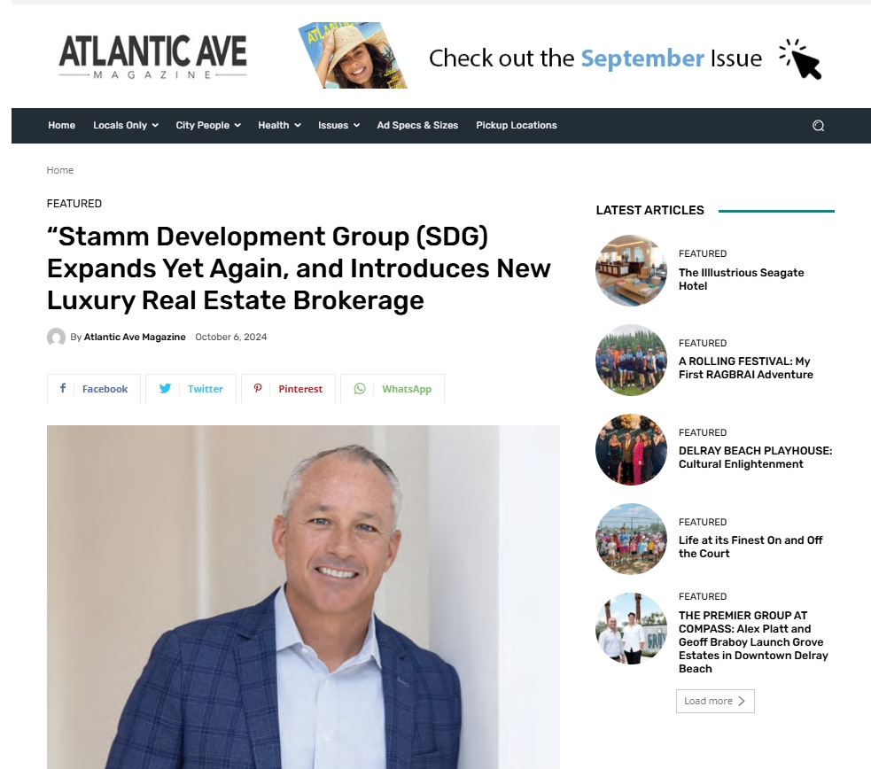“Stamm Development Group (SDG) Expands Yet Again, and Introduces New Luxury Real Estate Brokerage