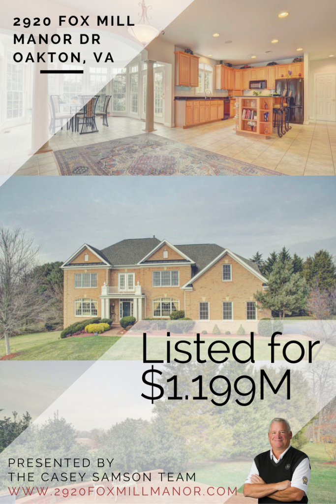 2920 Fox Mill Manor Drive, Oakton, Virginia  Listed for $1,199,000