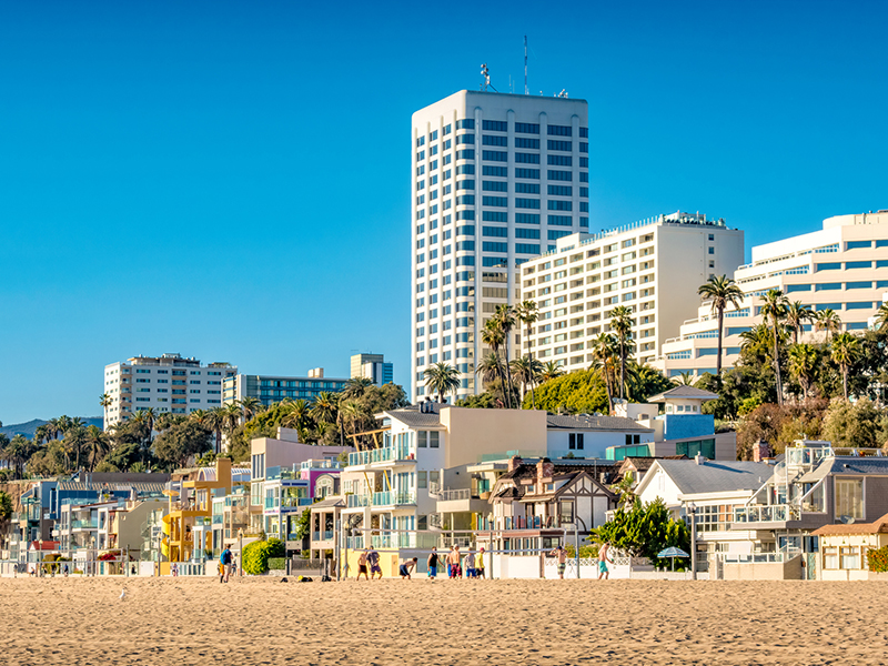 pool outside modern house at twilight
