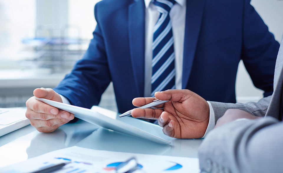 realtor at a business meeting with his client