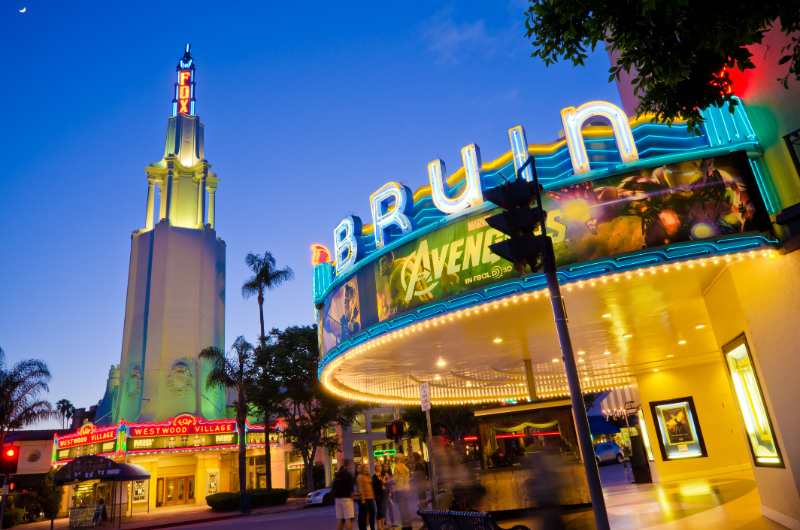 aerial panoramic view of high buildings at night