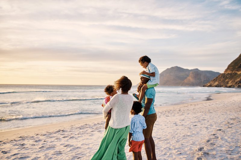 family on the beach