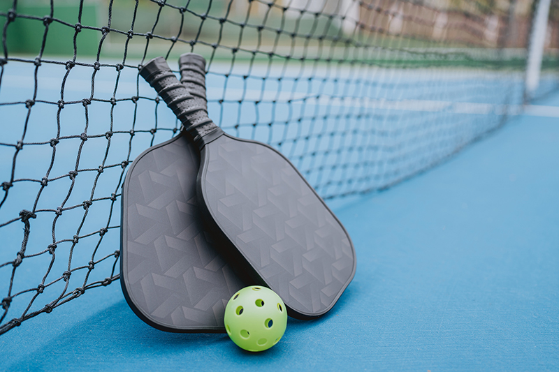 Pickleball racket and ball