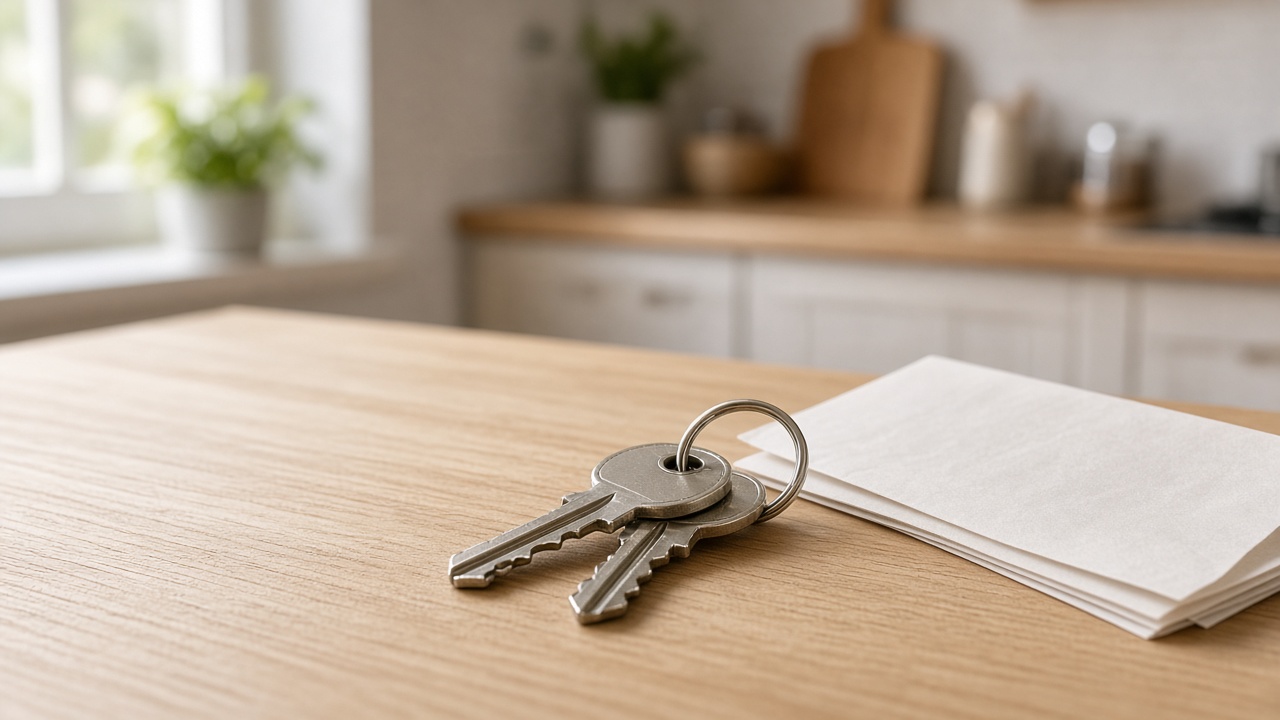 House keys on a table for first-time homebuyers in Queens choosing the best real estate agent