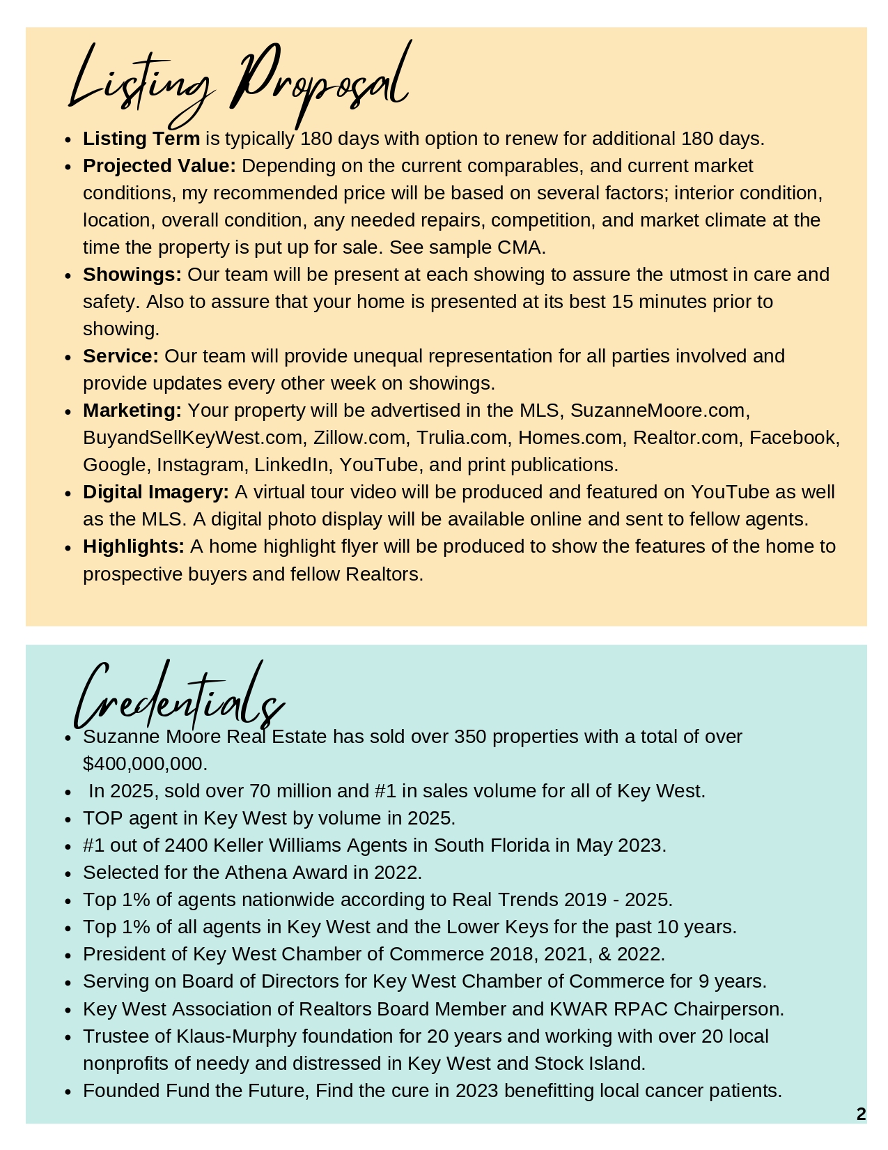 Listing Proposal & Credentials
