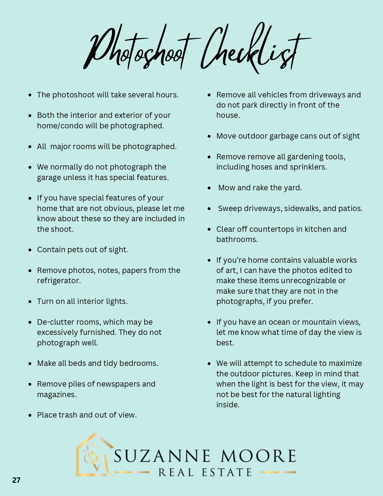 Photoshoot Checklist