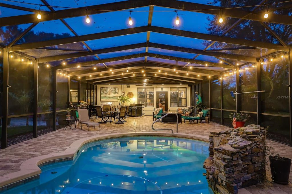 screened in patio, outdoor pool, outdoor kitchen