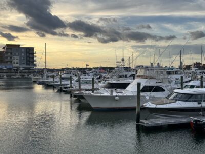 Quincy marina at sunset