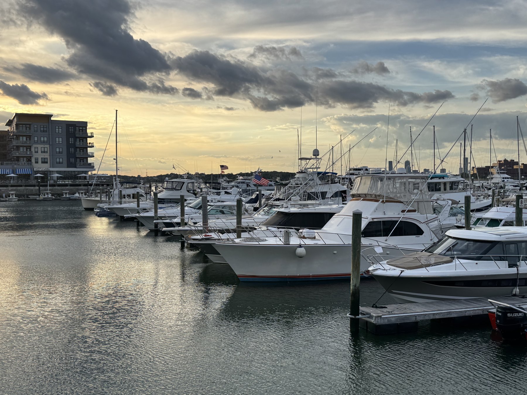 Quincy marina at sunset