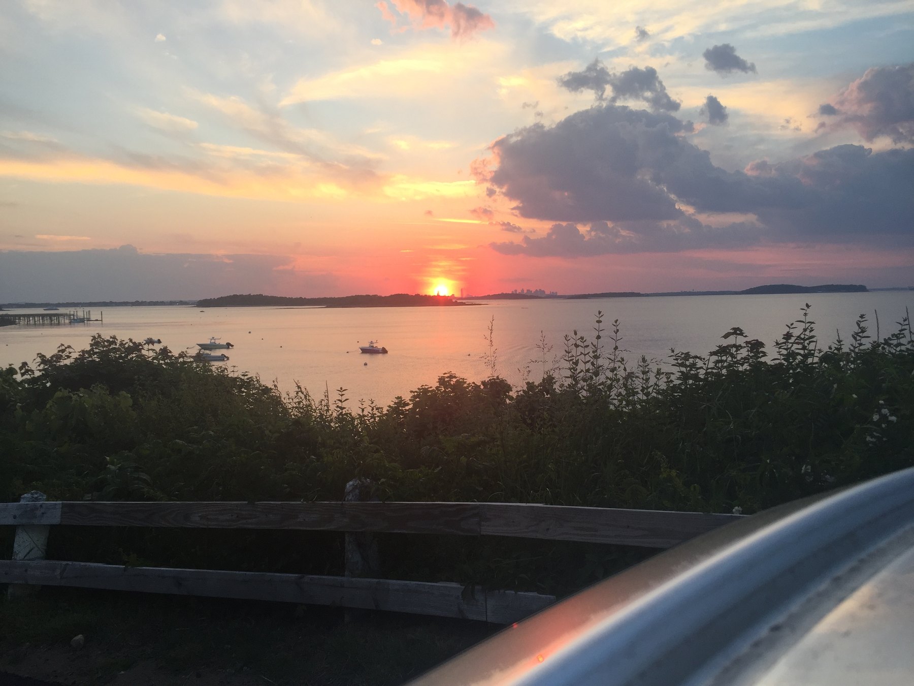 Quincy waterfront sunset view