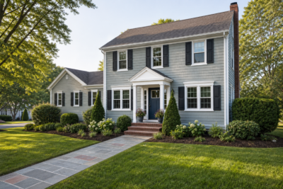 South Shore Massachusetts home with fresh landscaping and improved curb appeal