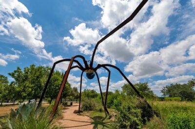 Mueller's famous Spider Sculpture in the Southwest Greenway