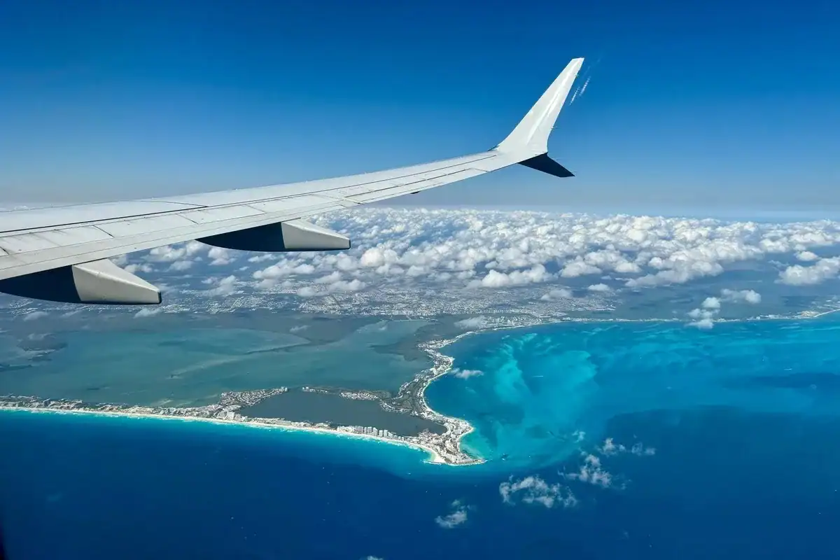 Aerial view of Cancun from an airplane
