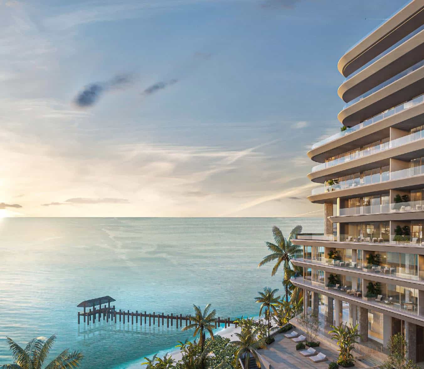 Aerial view of luxury St. Regis Costa Mujeres residences with oceanfront access