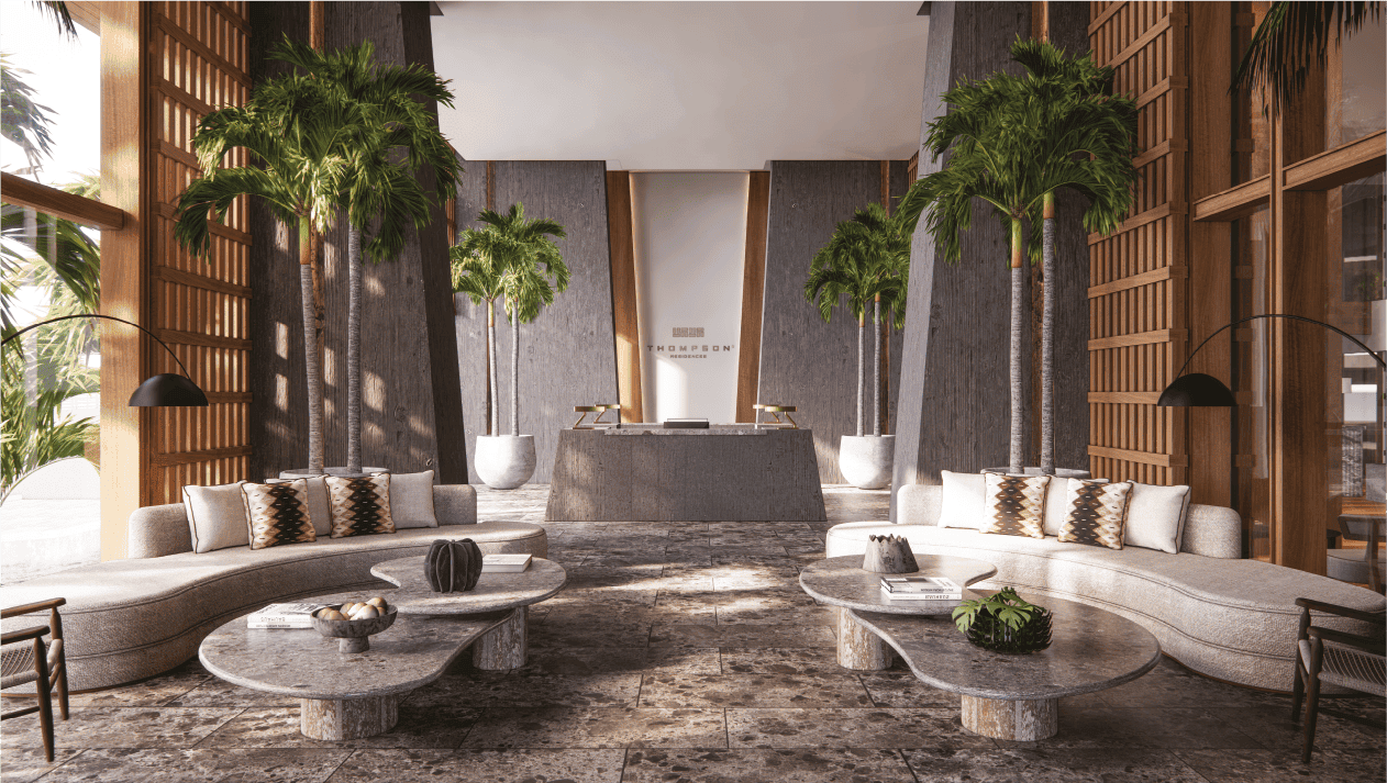 Contemporary architecture of Thompson Private Residences tower in Puerto Cancun.
