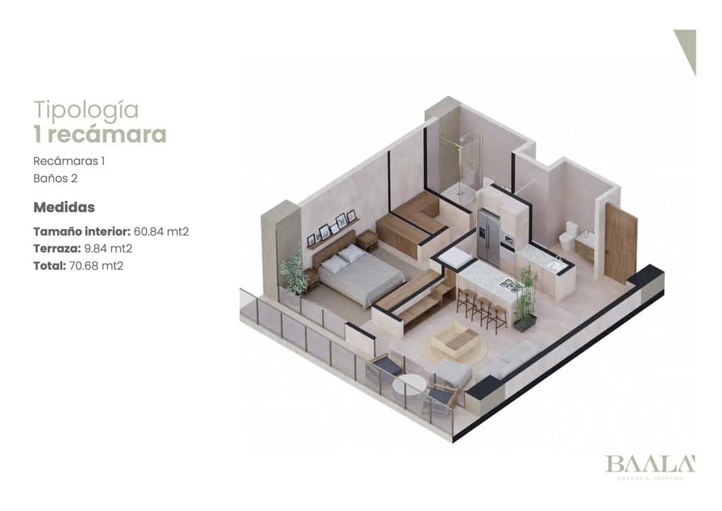 Modern luxury condo interior for sale in Baala Cancun with ocean view