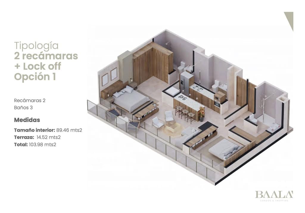 Modern luxury condo interior for sale in Baala Cancun with ocean view