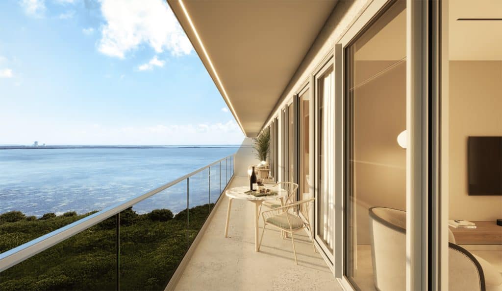 Stunning ocean view from a private balcony at Bay Grand View Cancun, highlighting high-end real estate features.