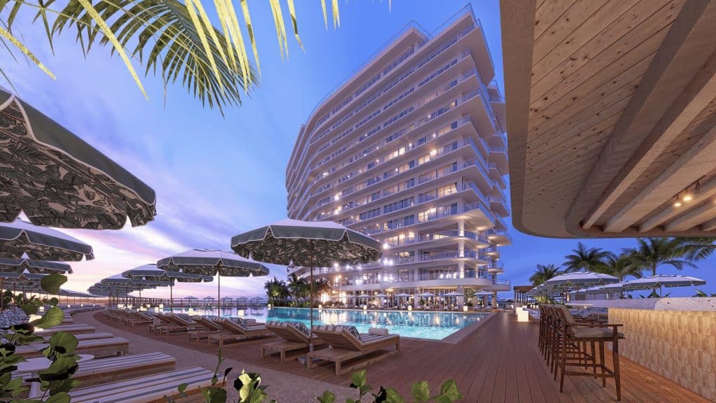 Luxury fitness and lounge facilities available for residents at Bay Grand View Cancun real estate development.