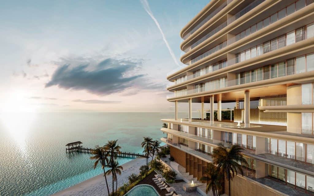 Pristine white sand beach view from a luxury home in Cancun