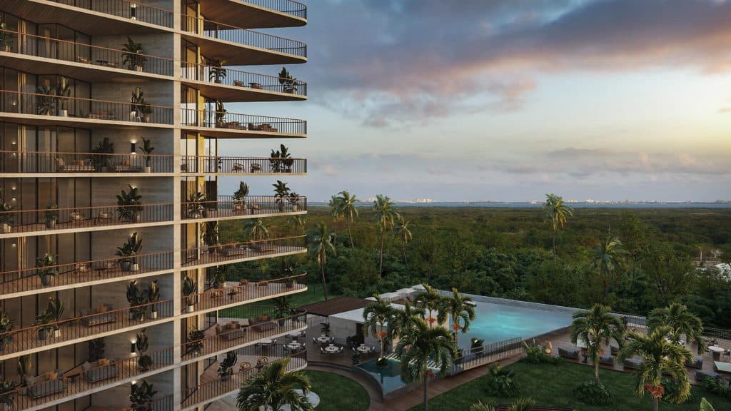 Architectural shot of a new development in Cancun, Mexico