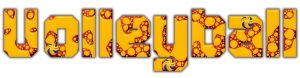 Image is a picture of the word volleyball in yellow and orange.