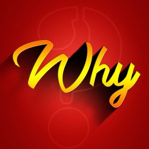 Image is a yellow WHY on a red background with a question mark superimposed on it.