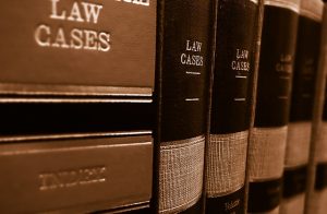 Image is a close up of the spines of books with the words "law cases" on them.